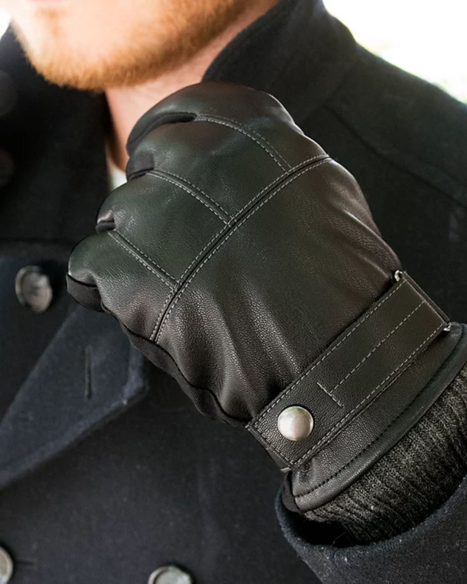 ISOTONER SIGNATURE - Men's Insulated Faux-Leather Touchscreen Gloves