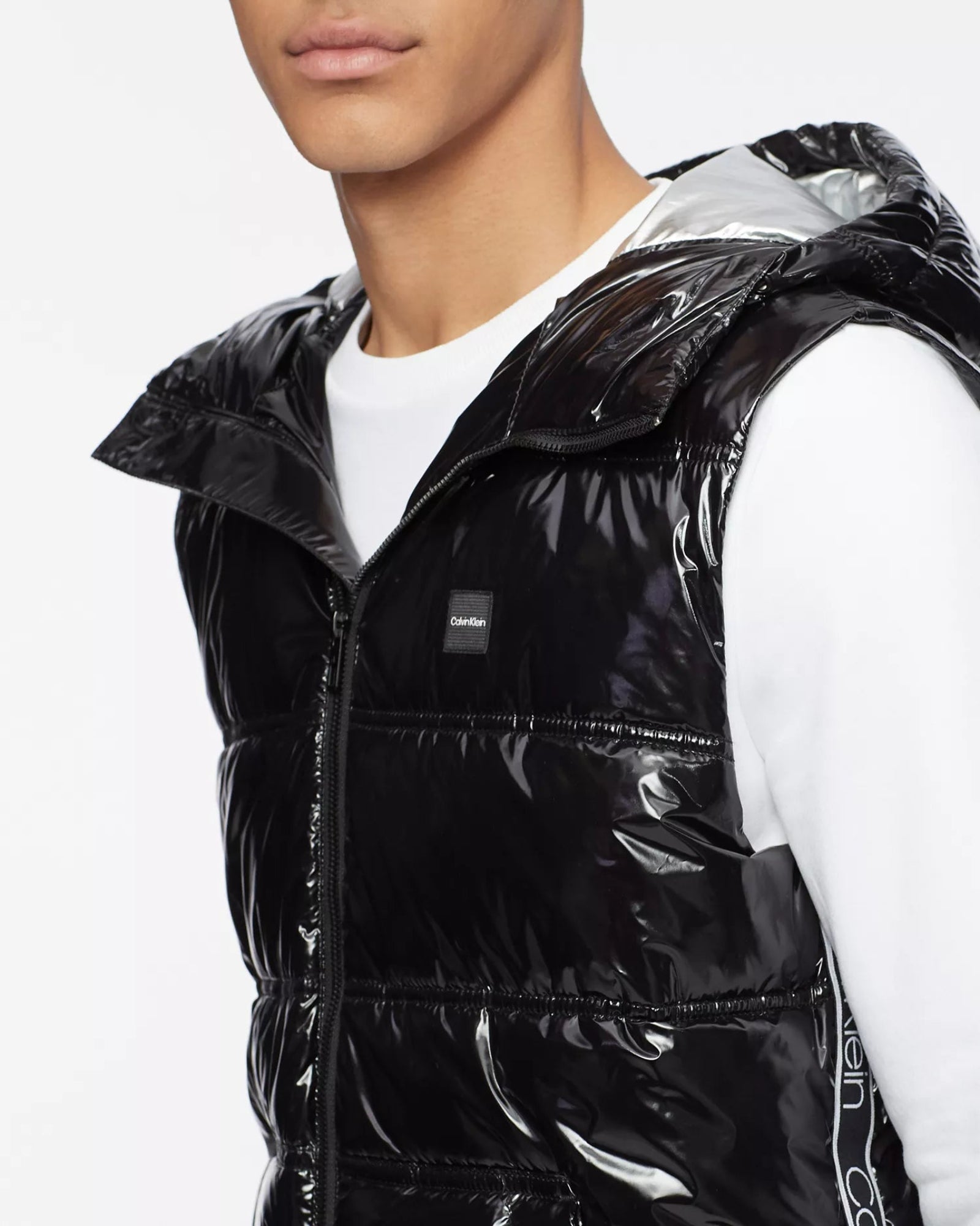 CALVIN KLEIN Men's Hooded Puffer Vest Charcoal