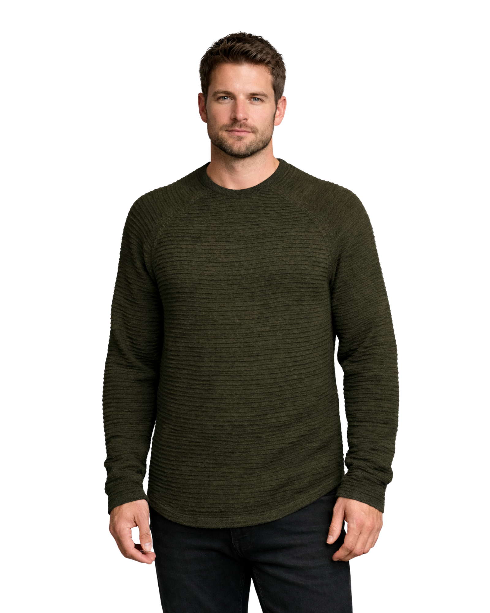 BERSHKA - Structured Ribbed Knit Long Sleeve