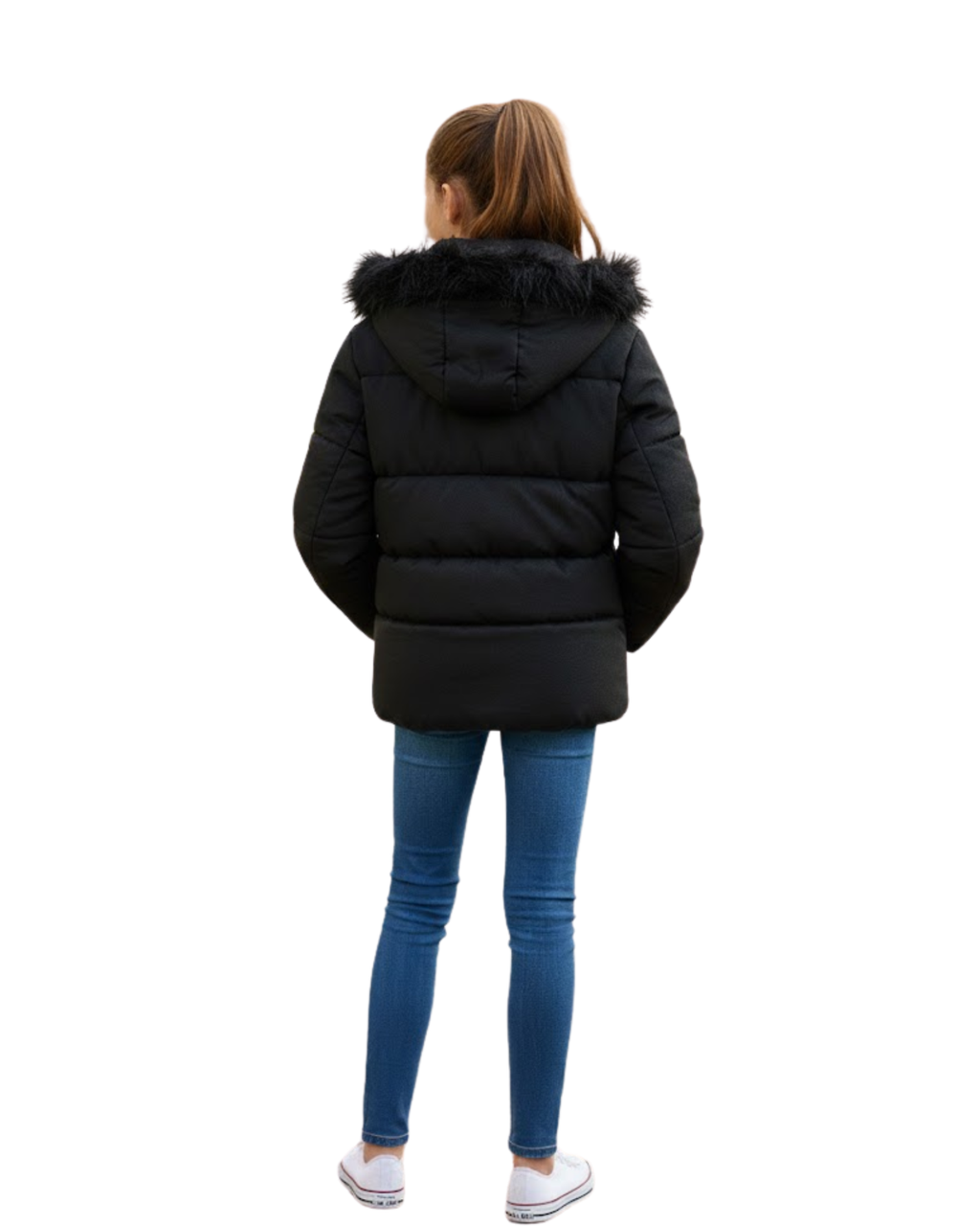 GEMO - Teen Girls' Quilted Puffer Jacket with Faux-Fur Hood