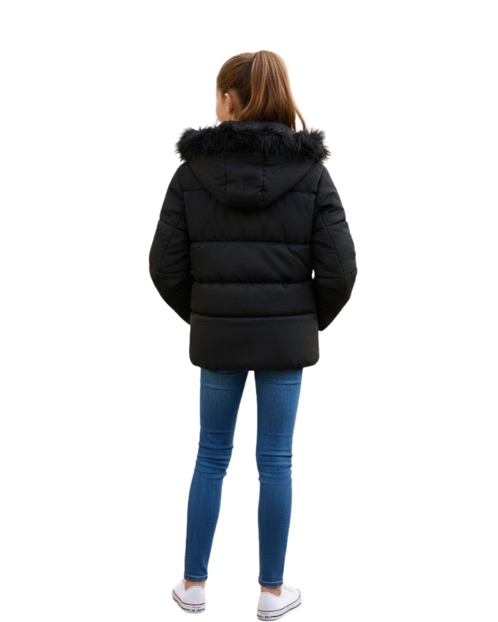 GEMO - Teen Girls' Quilted Puffer Jacket with Faux-Fur Hood