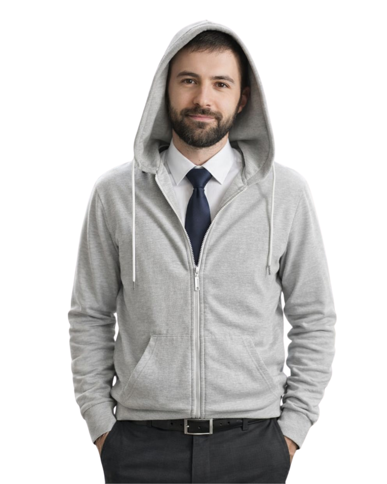 BERSHKA - Men’s Zip-Up Cotton Blend Hooded Jacket