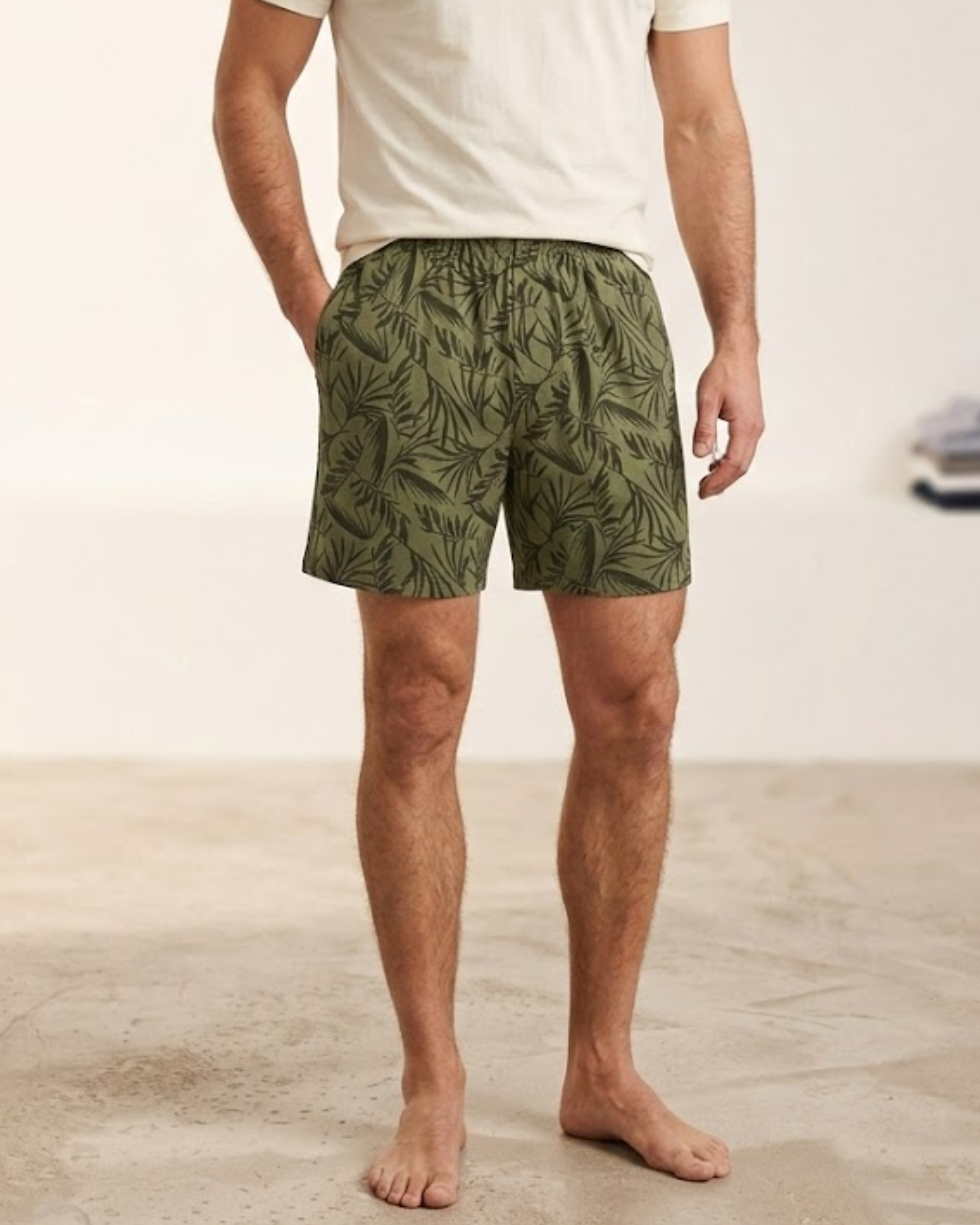 LIVERGY - Men's Tropical Print High Cotton Blend Short