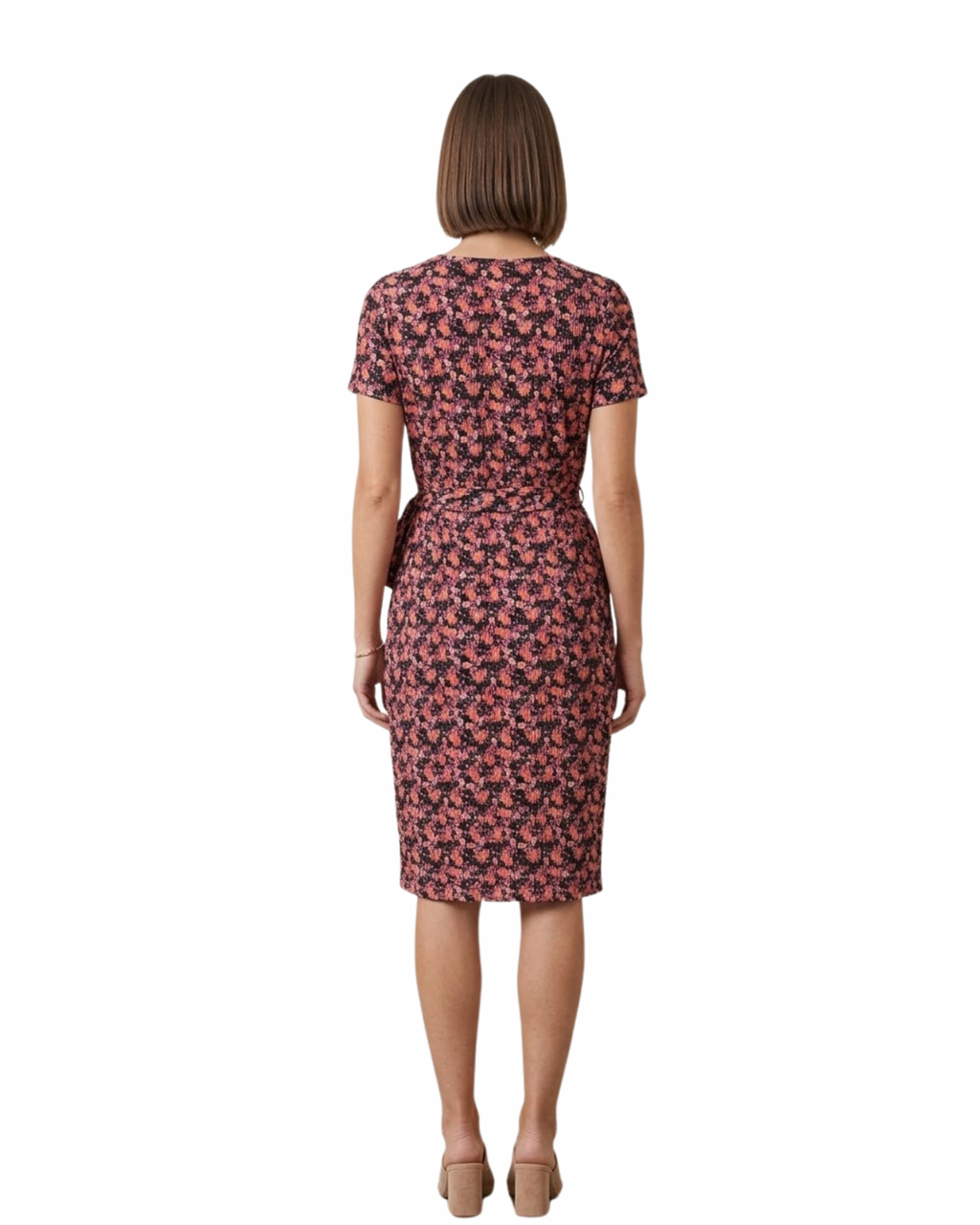 Women’s Floral Faux Wrap Midi Dress