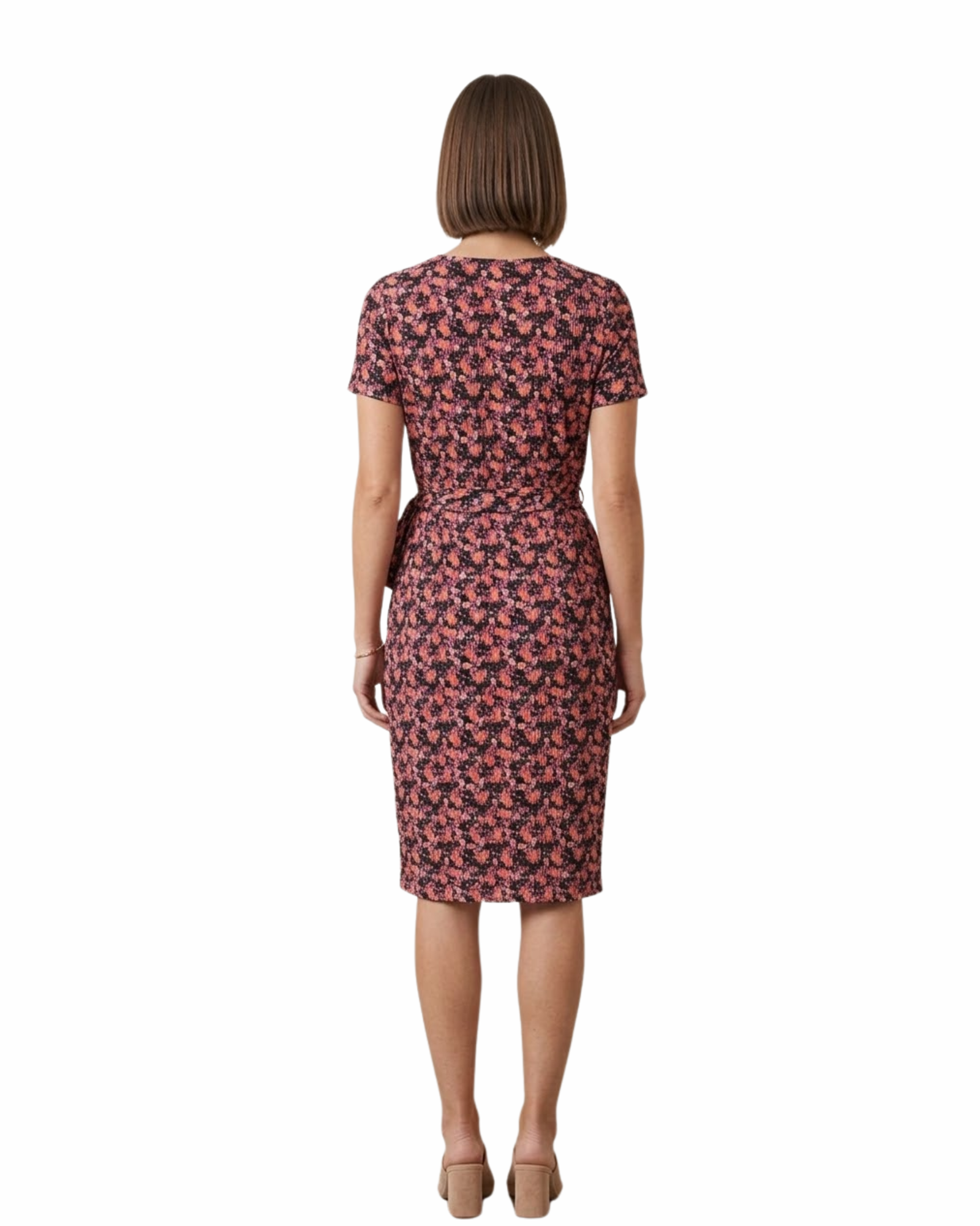 Women’s Floral Faux Wrap Midi Dress