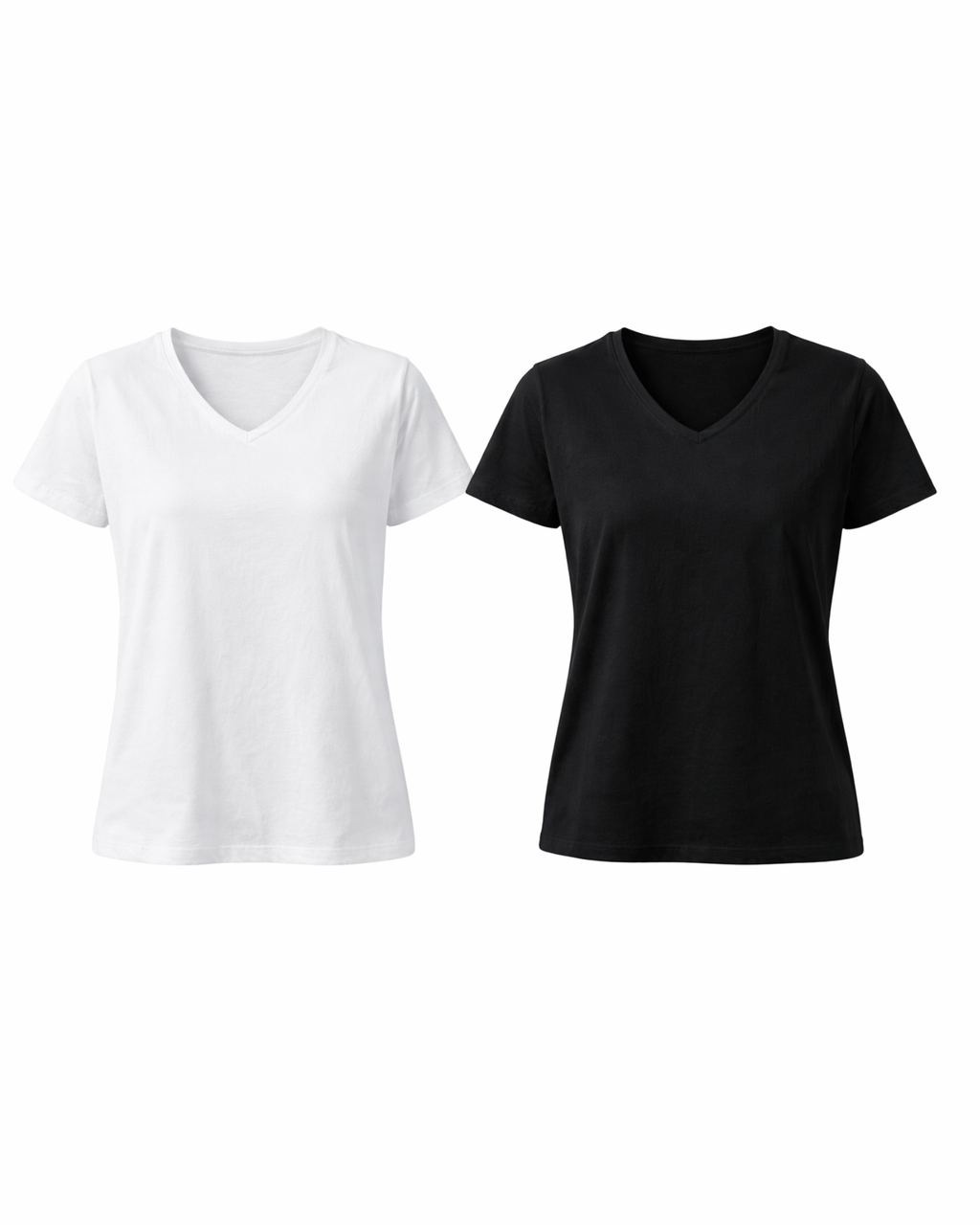 ESMARA - Women’s 2-Pack Relaxed Fit Cotton V-Neck T-Shirts