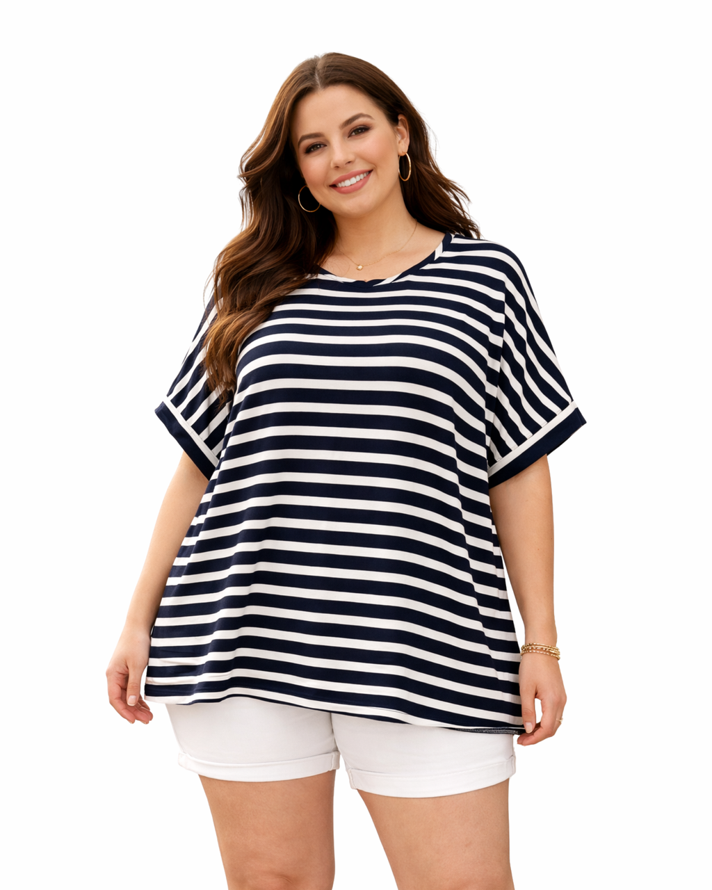 GINA BENOTTI - Women’s Oversized Striped Viscose Blend Top