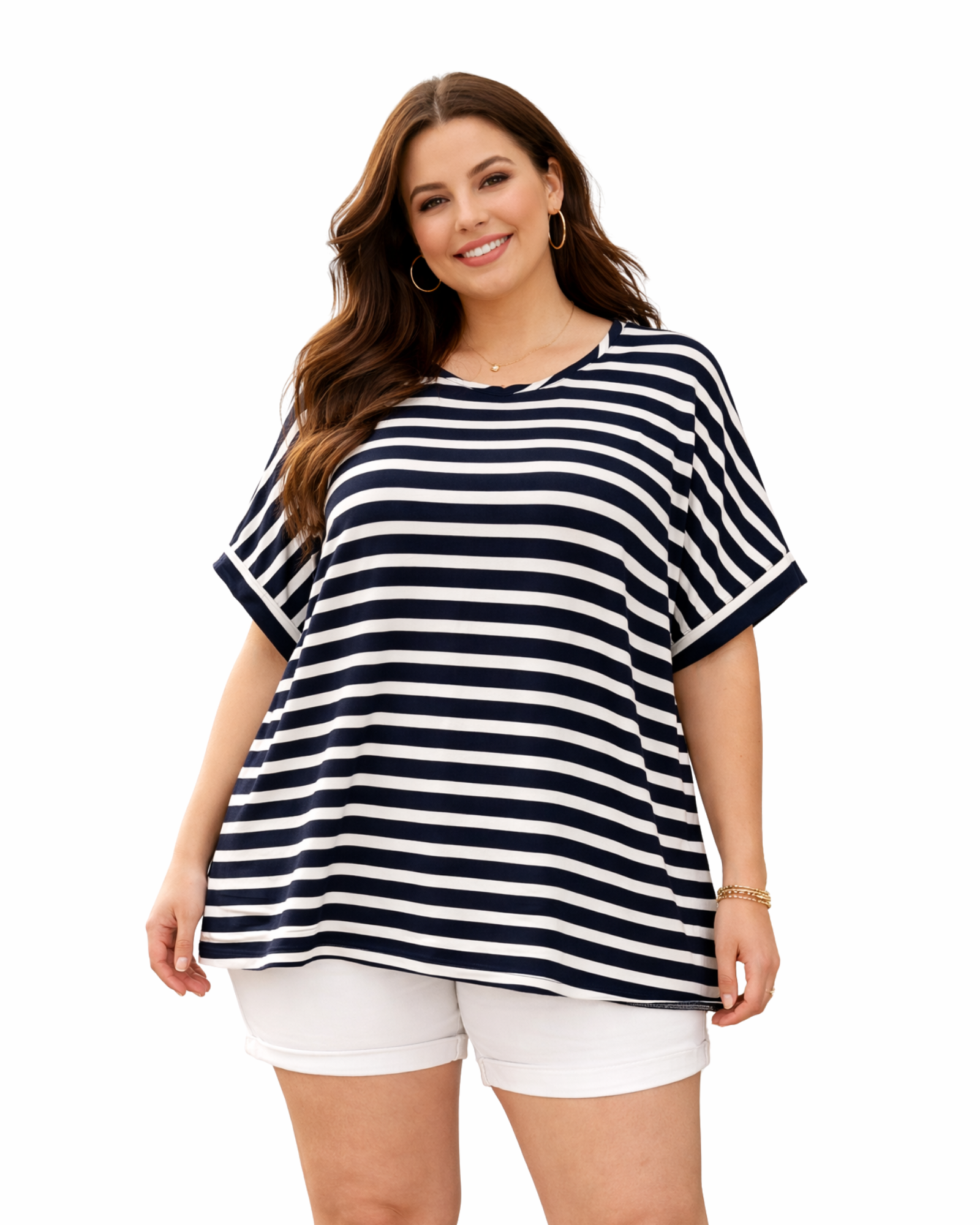 GINA BENOTTI - Women’s Oversized Striped Viscose Blend Top