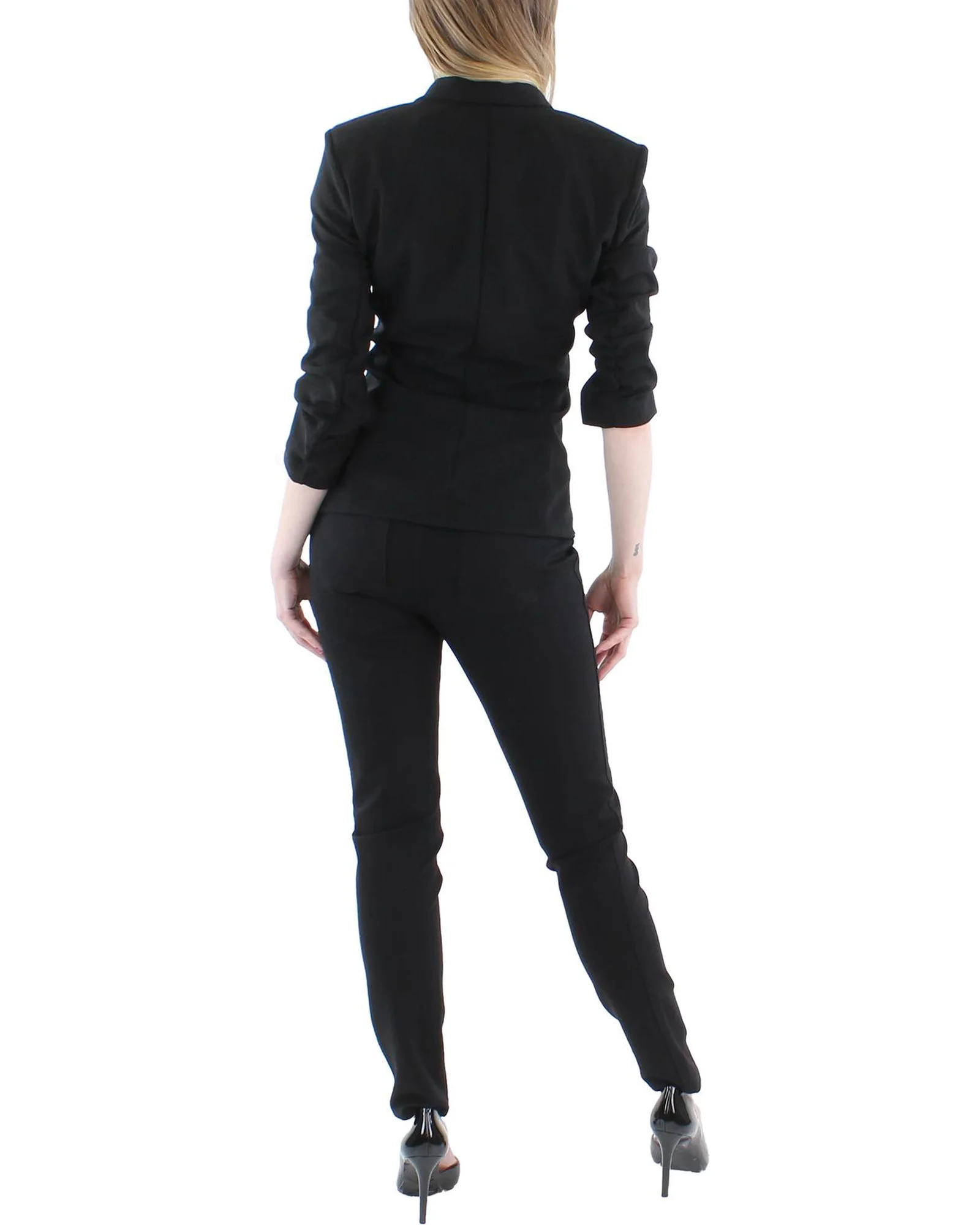 NY COLLECTION - Petite 3/4 Rouched Sleeve Crepe Jacket