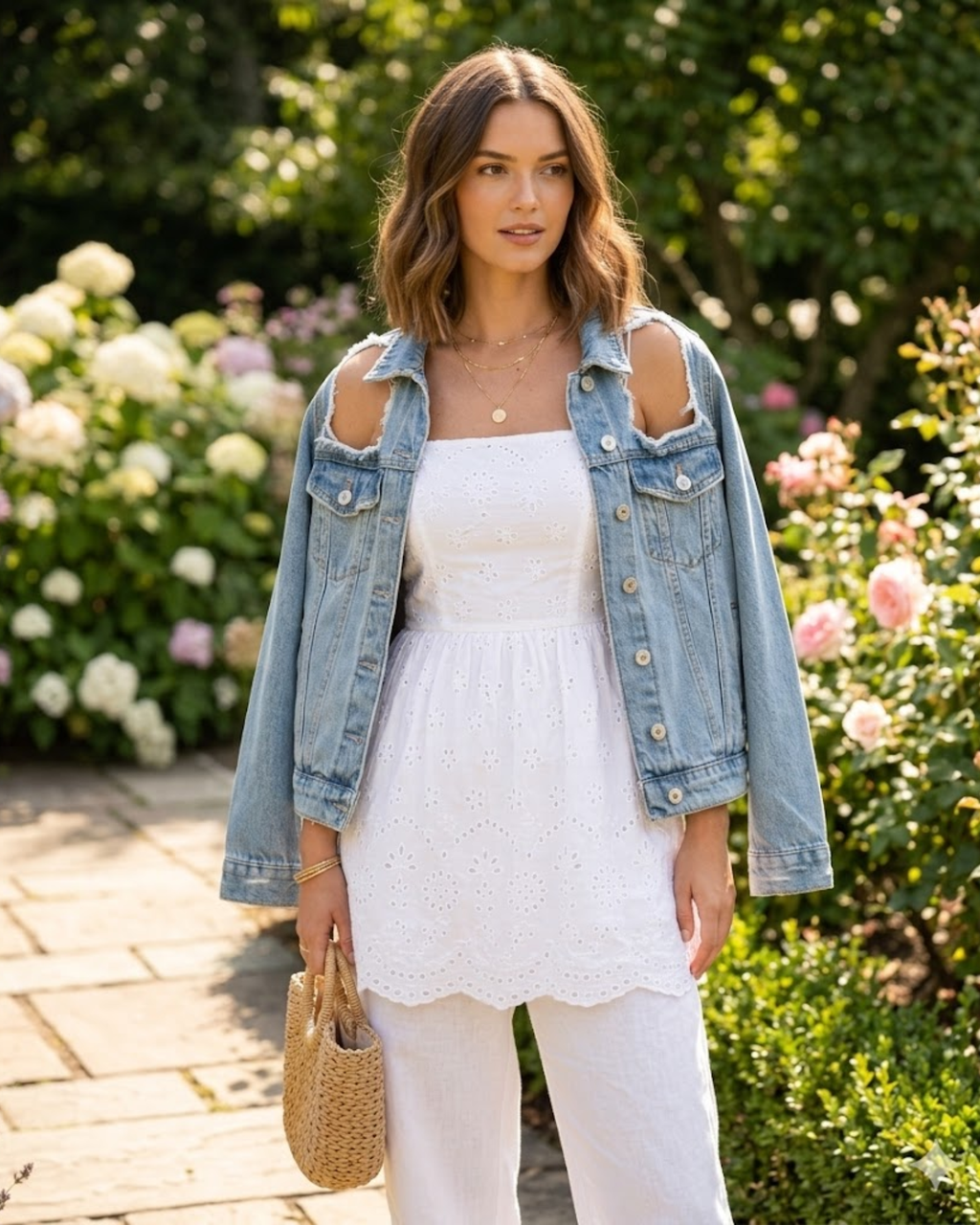 BERSHKA - Vintage Distressed Denim Jacket