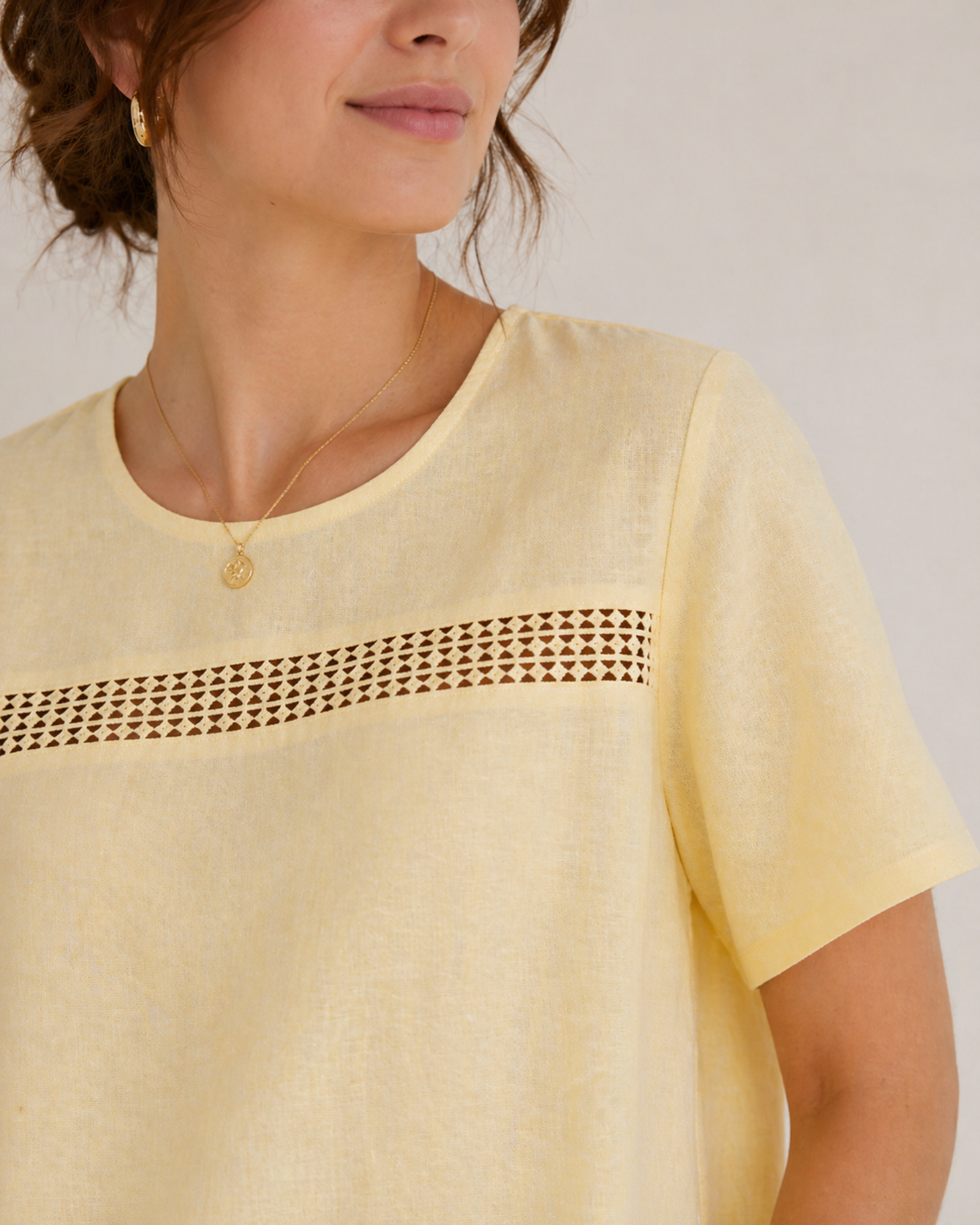 ESMARA - Women’s 100% Linen Relaxed Fit Top