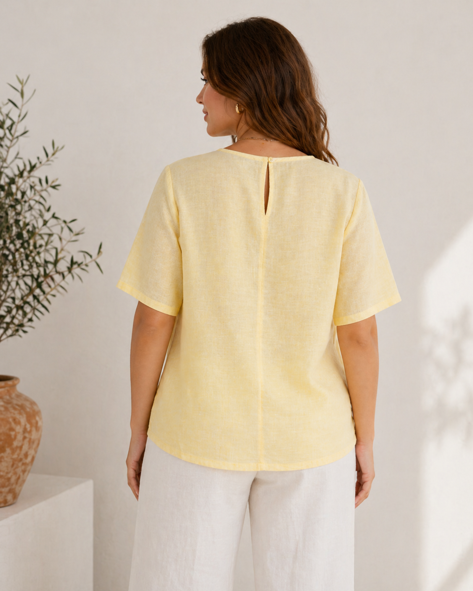 ESMARA - Women’s 100% Linen Relaxed Fit Top