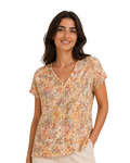 ESMARA - Women’s Linen-Viscose Printed V-Neck Blouse