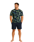 LIVERGY - Men’s Navy Tropical 100% Cotton Pyjama Set