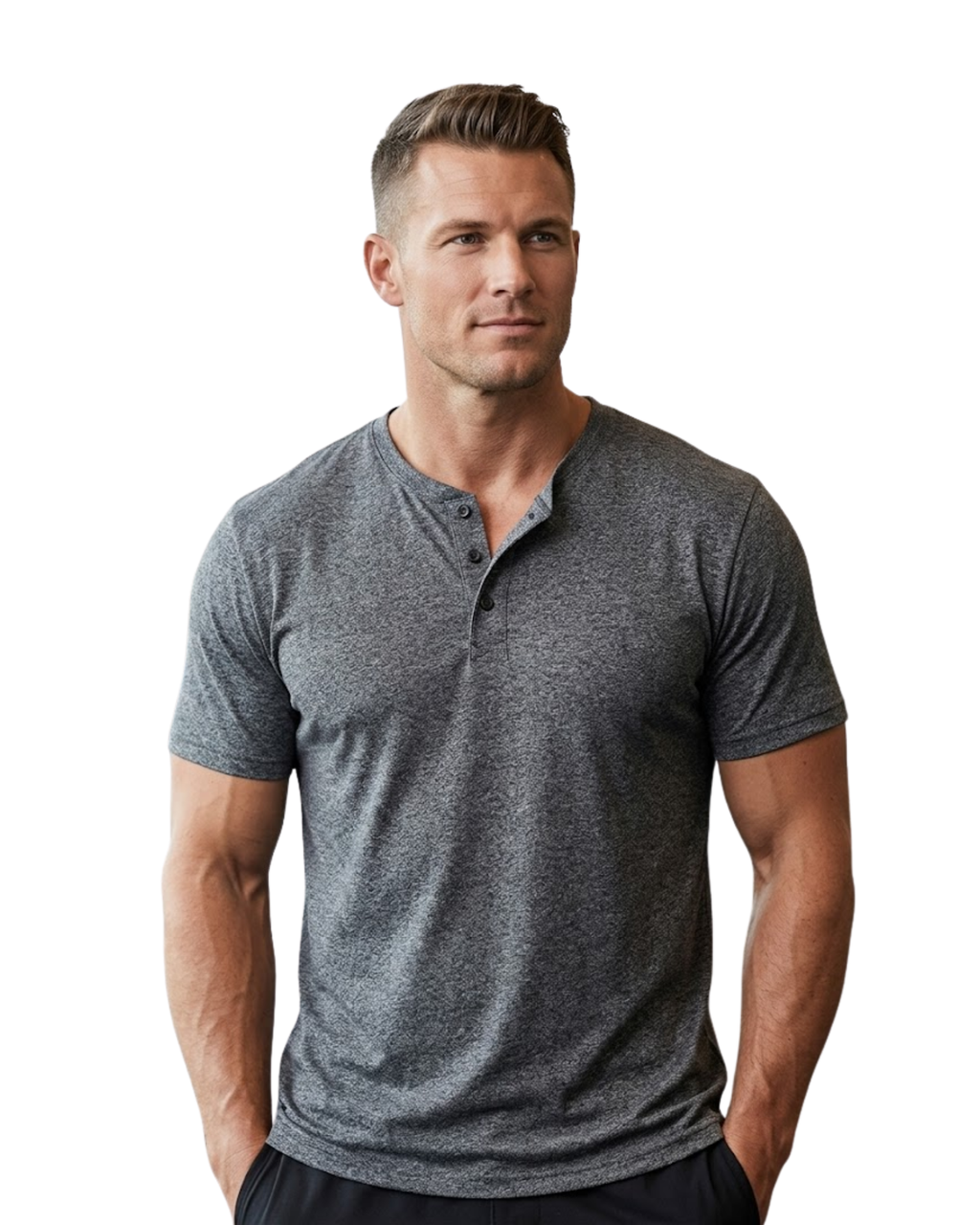 SPLASH - Men’s Charcoal Heather Short Sleeve Henley