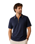 TEE JAYS - Men’s High Performance Navy Zip Polo Shirt