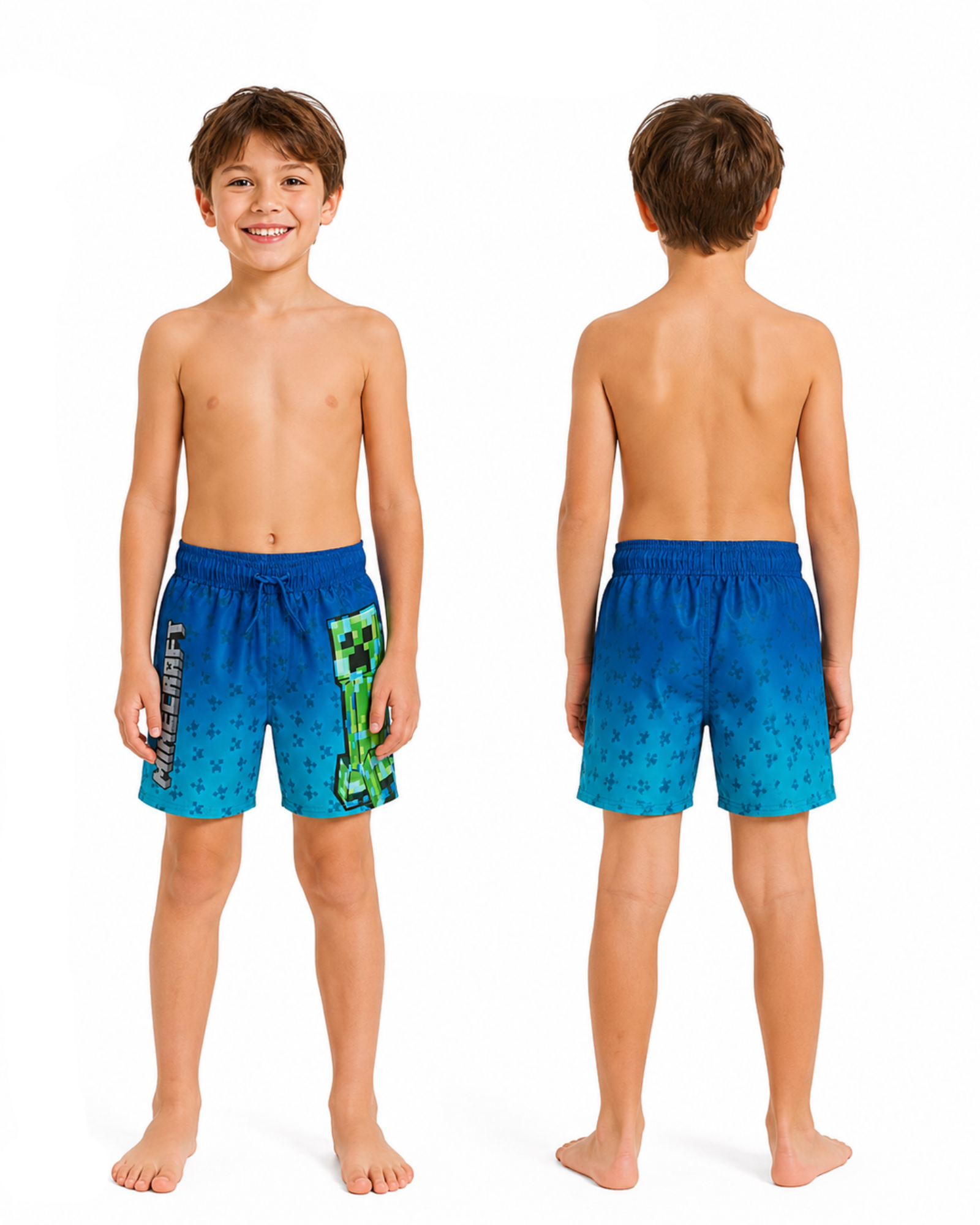 MINECRAFT - Boys' Creeper Print Swim Shorts