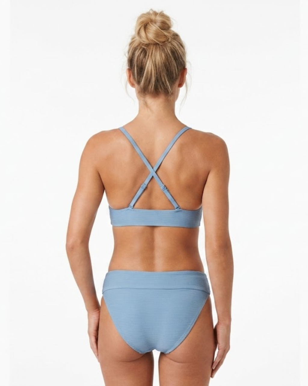 CRIVIT - Women's Ribbed Design Light Blue Bikini Top