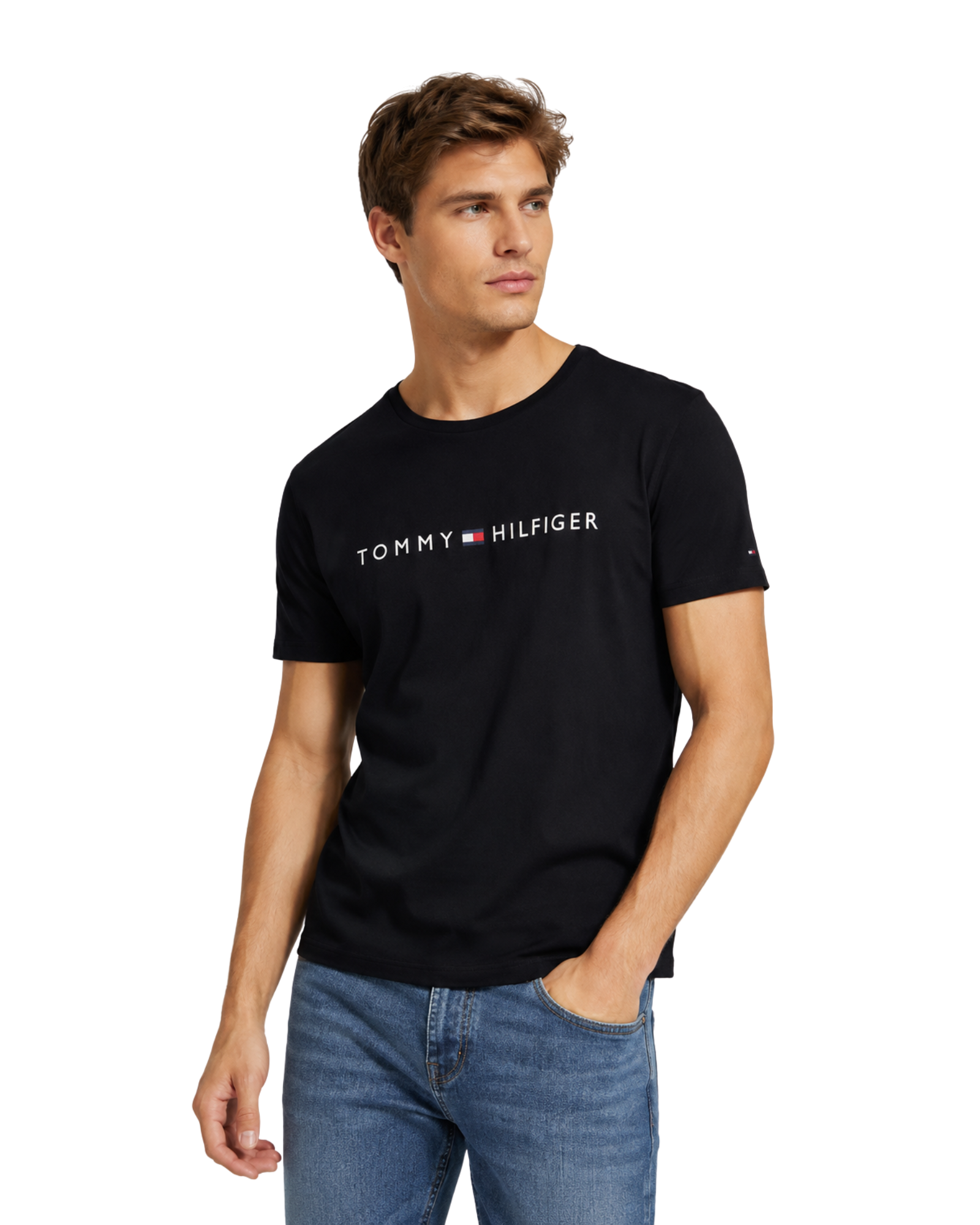 TOMMY HILFIGER - Men's Crew Neck Short Sleeves Flag Logo Tee