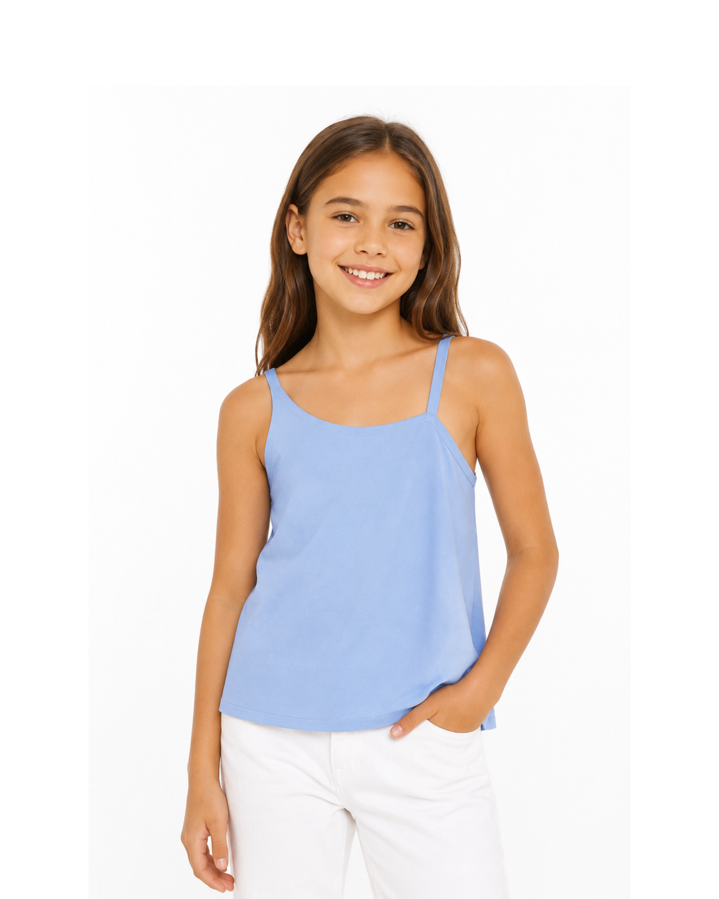 ID IDEOLOGY - Big Girls Asymmetrical Tank Top - Light Blue Activewear