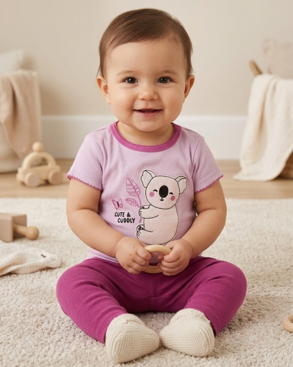 CARTER'S - Baby Girl Koala "Cute & Cuddly" Short Sleeve T-Shirt
