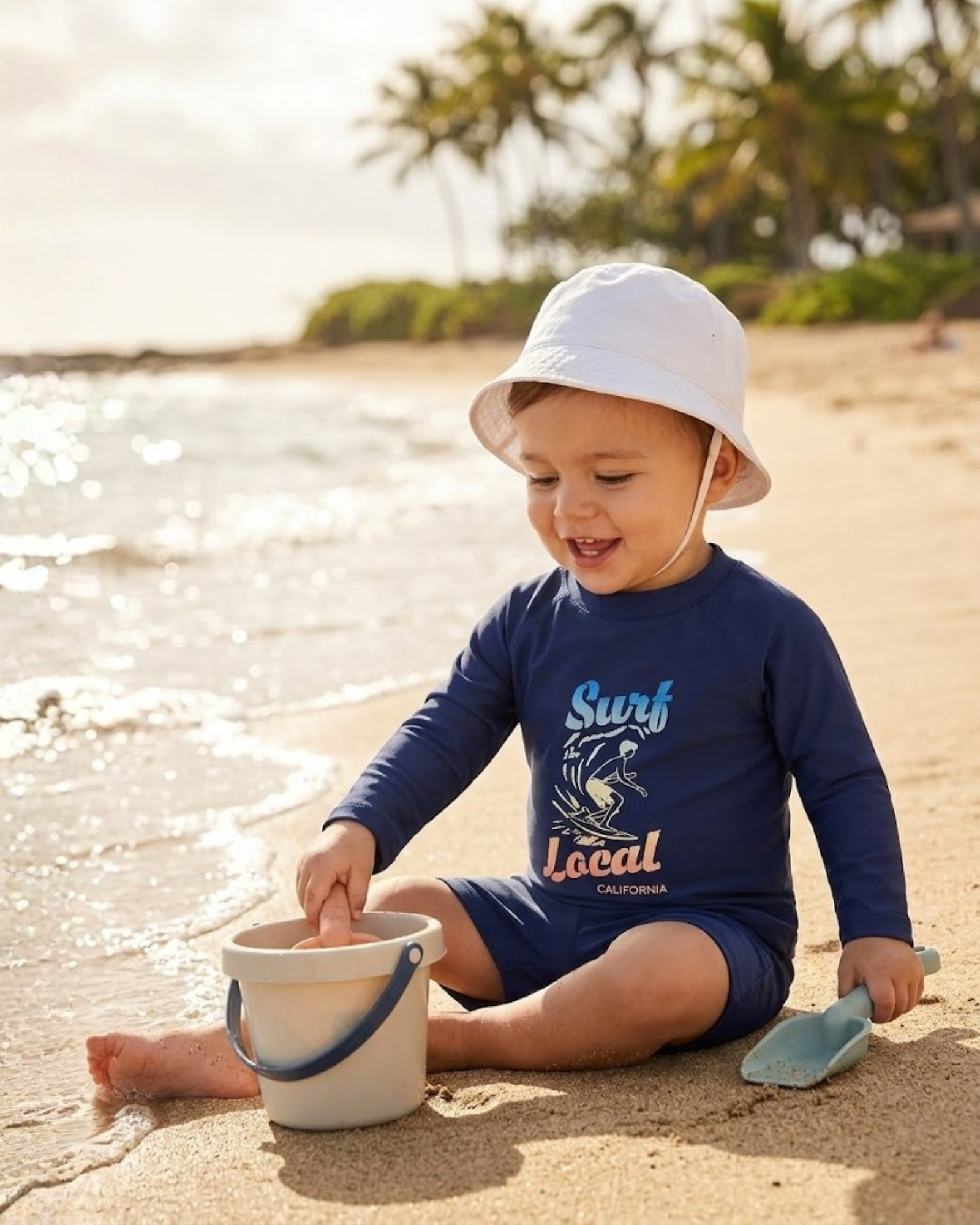 FIRST IMPRESSIONS - "Surf Local" Infant Long-Sleeve Rash Guard Swimsuit