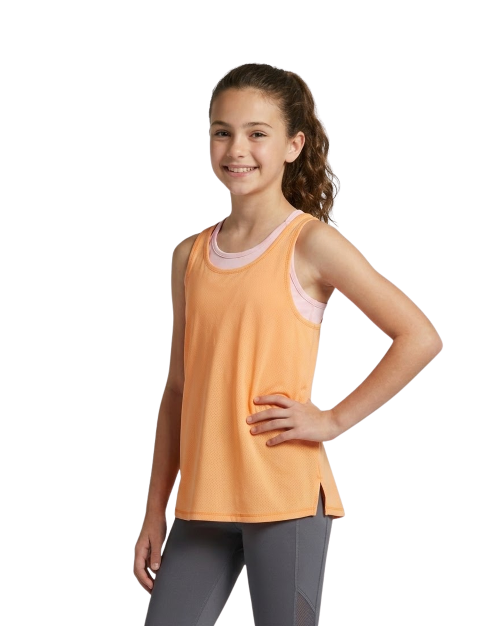 ID IDEOLOGY - Big Girls 2-in-1 Layered-Look Athletic Vibrant Tank Top
