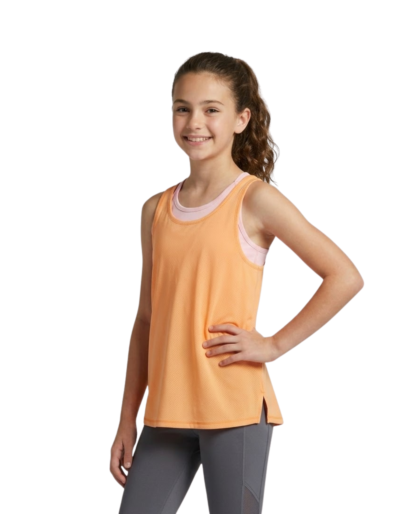 ID IDEOLOGY - Big Girls 2-in-1 Layered-Look Athletic Vibrant Tank Top