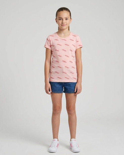 ADIDAS - Girls' All-Over Logo Print Cotton T-Shirt