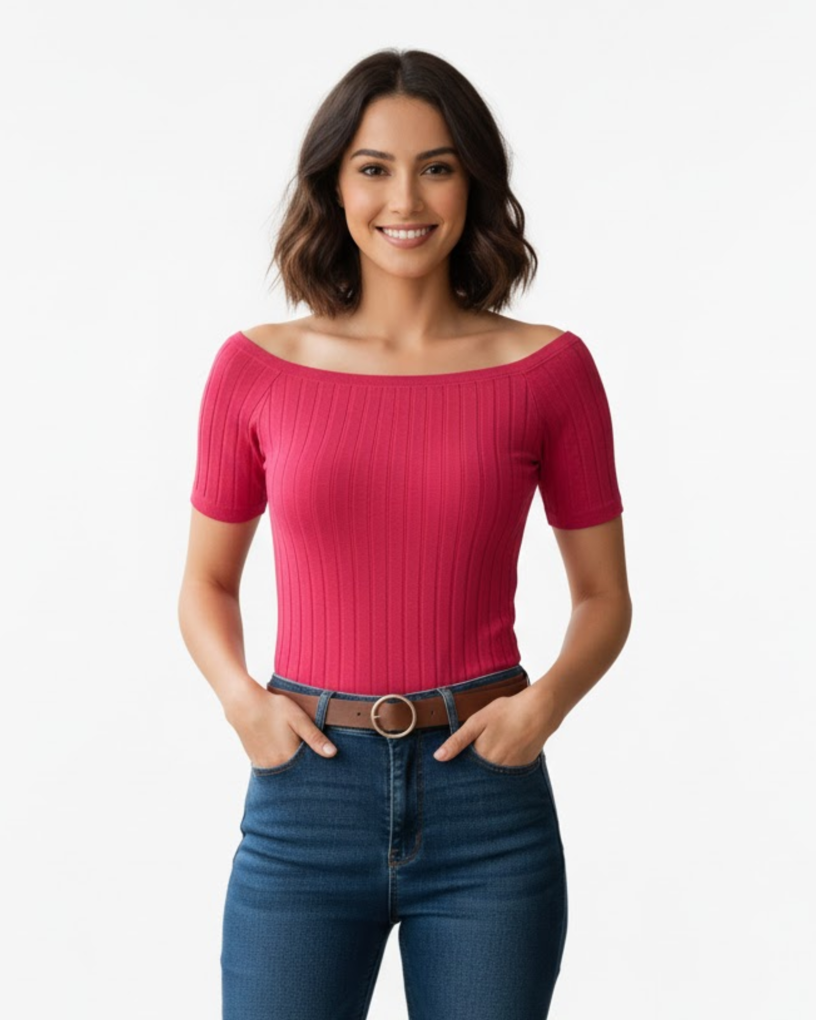ZARA - Ribbed Knit Off-Shoulder Top