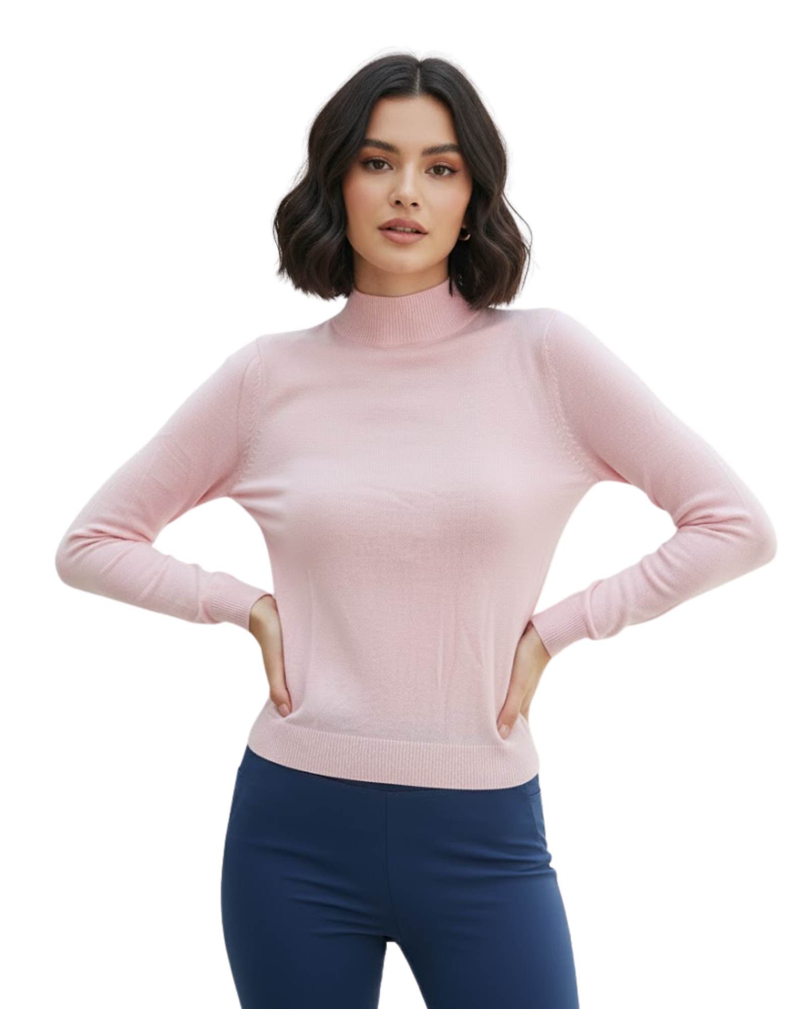 BERSHKA - Pink Turtleneck Sweater