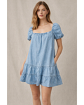 PULL&BEAR - 100% Cotton Puff Sleeve Mini Dress