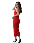 Bold Summer Orange Tank Dress - Form-Fitting Maxi