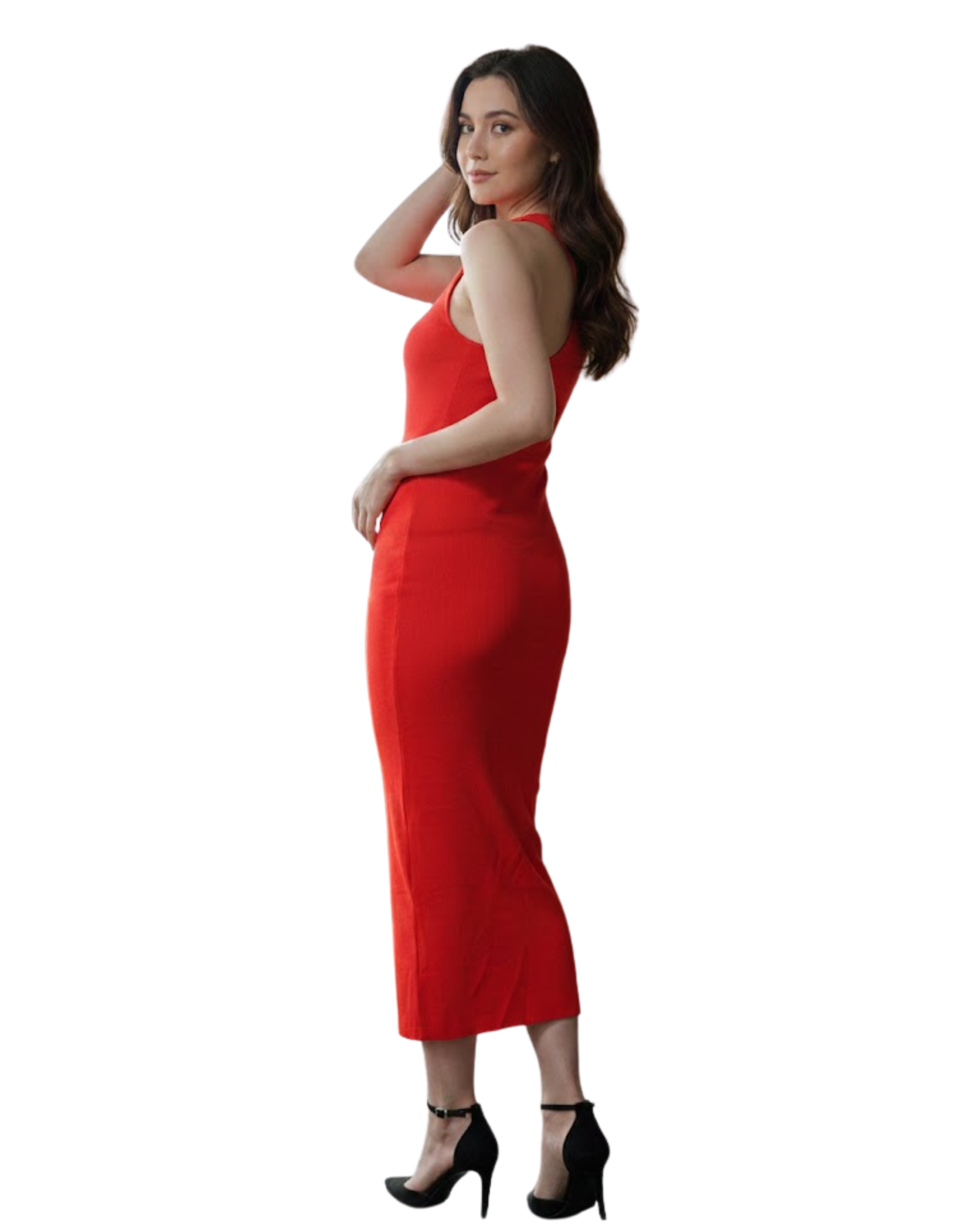 Bold Summer Orange Tank Dress - Form-Fitting Maxi