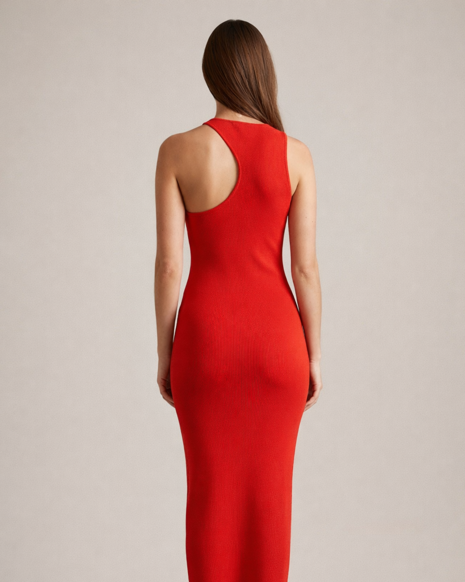 Bold Summer Orange Tank Dress - Form-Fitting Maxi
