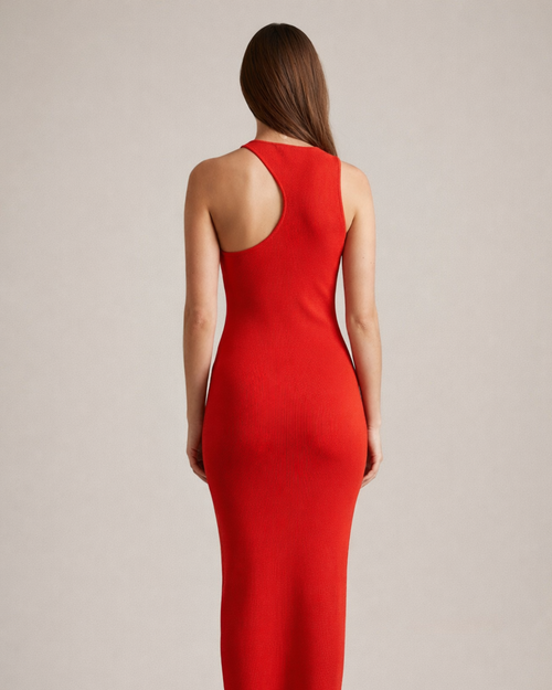 Bold Summer Orange Tank Dress - Form-Fitting Maxi