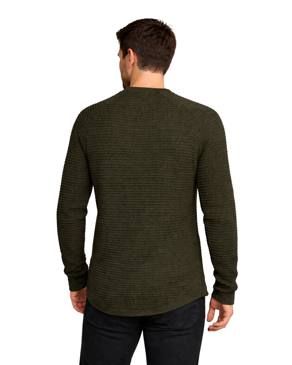 BERSHKA - Structured Ribbed Knit Long Sleeve