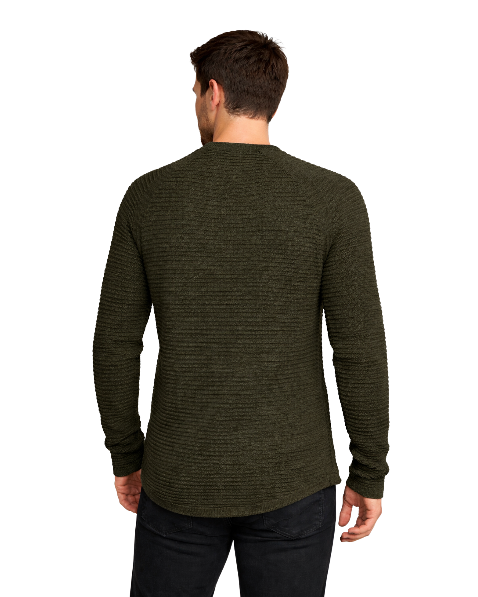 BERSHKA - Structured Ribbed Knit Long Sleeve