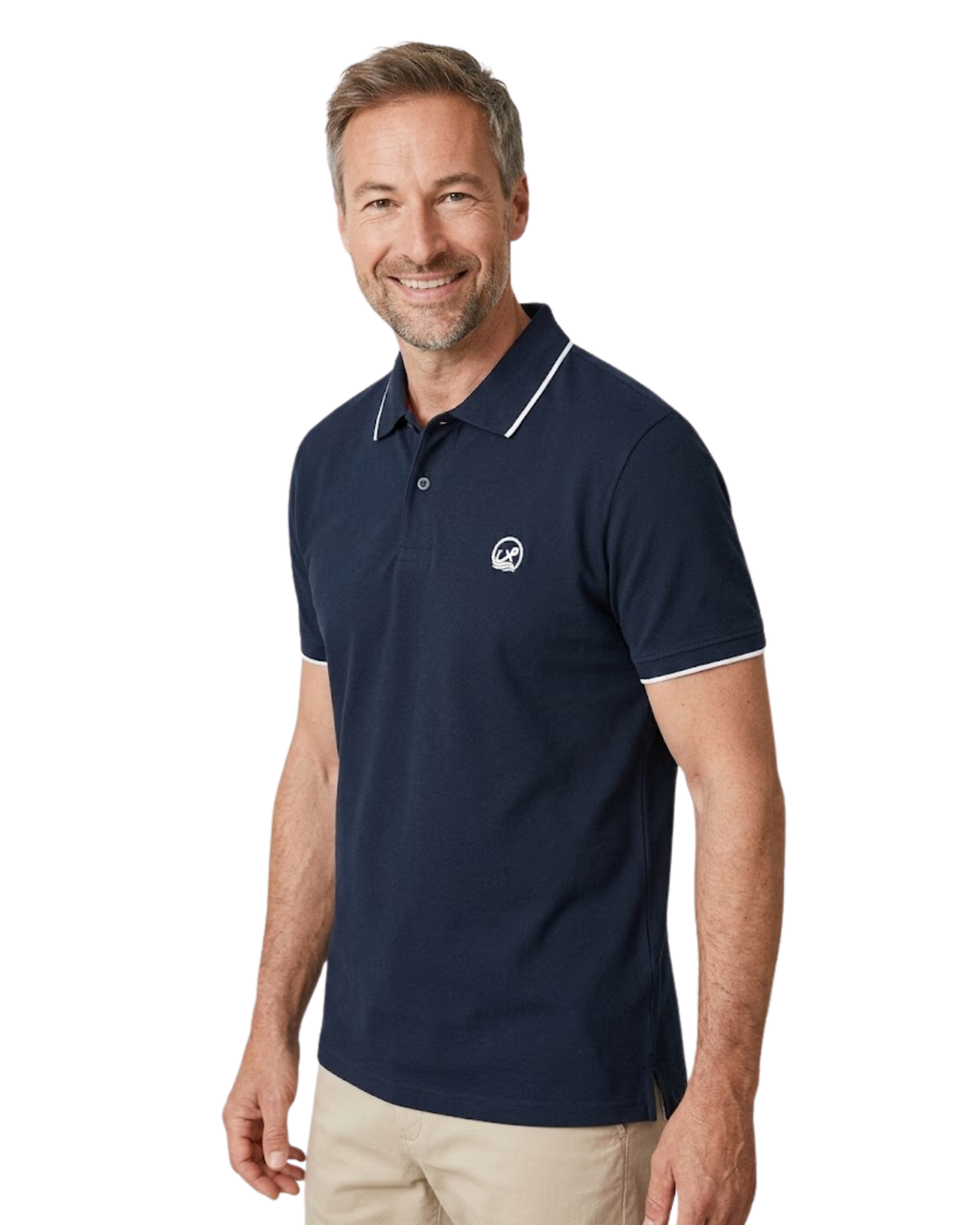 LIVERGY - Men's Navy Relaxed Fit Piqué Polo Shirt