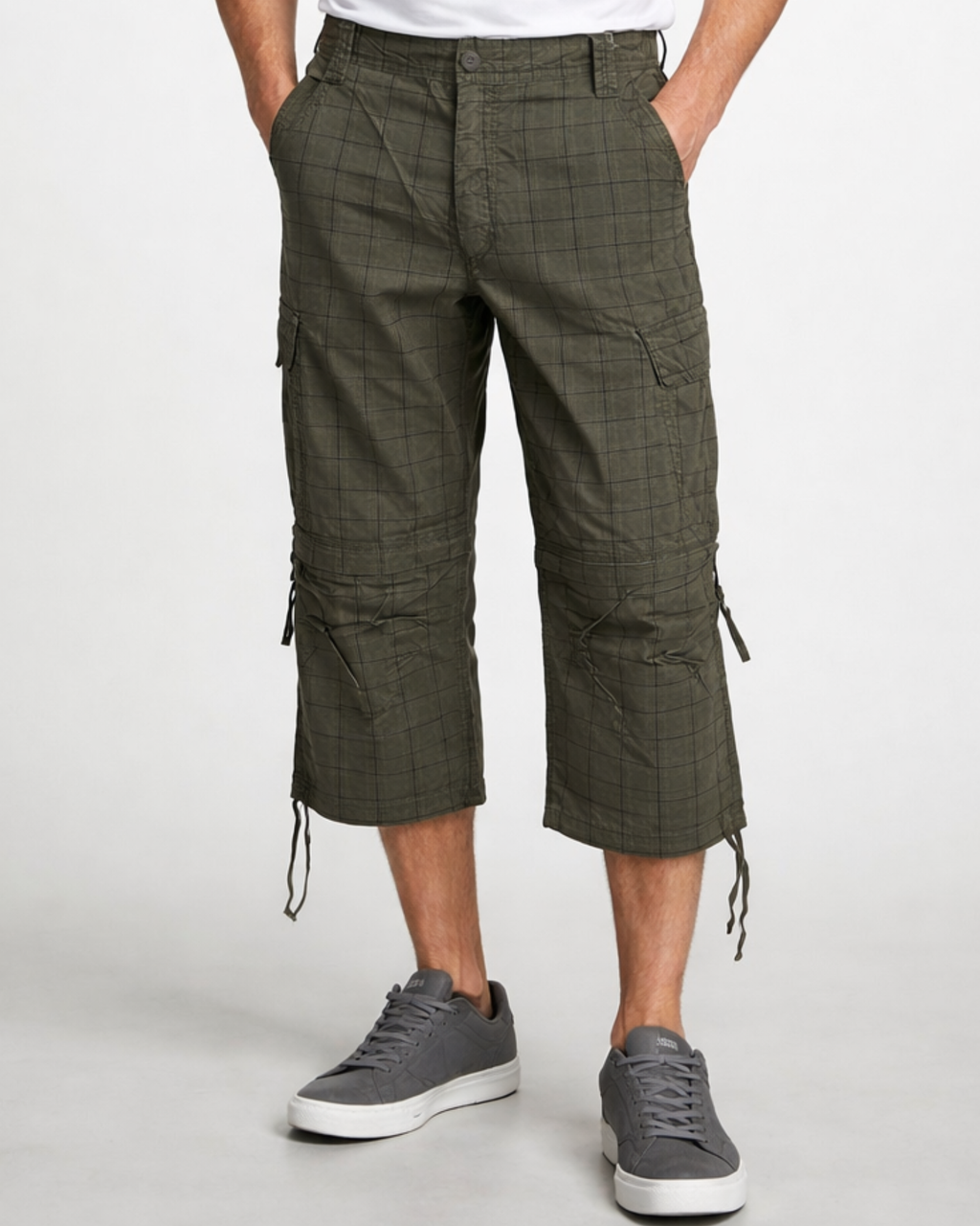 CROSSFIELD - Men's 100% Cotton Plaid Cargo Capri Pants