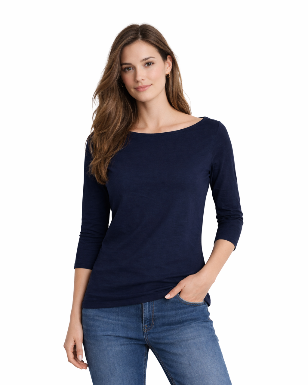 ESMARA - 3/4 Sleeve Stretch Cotton Shirt