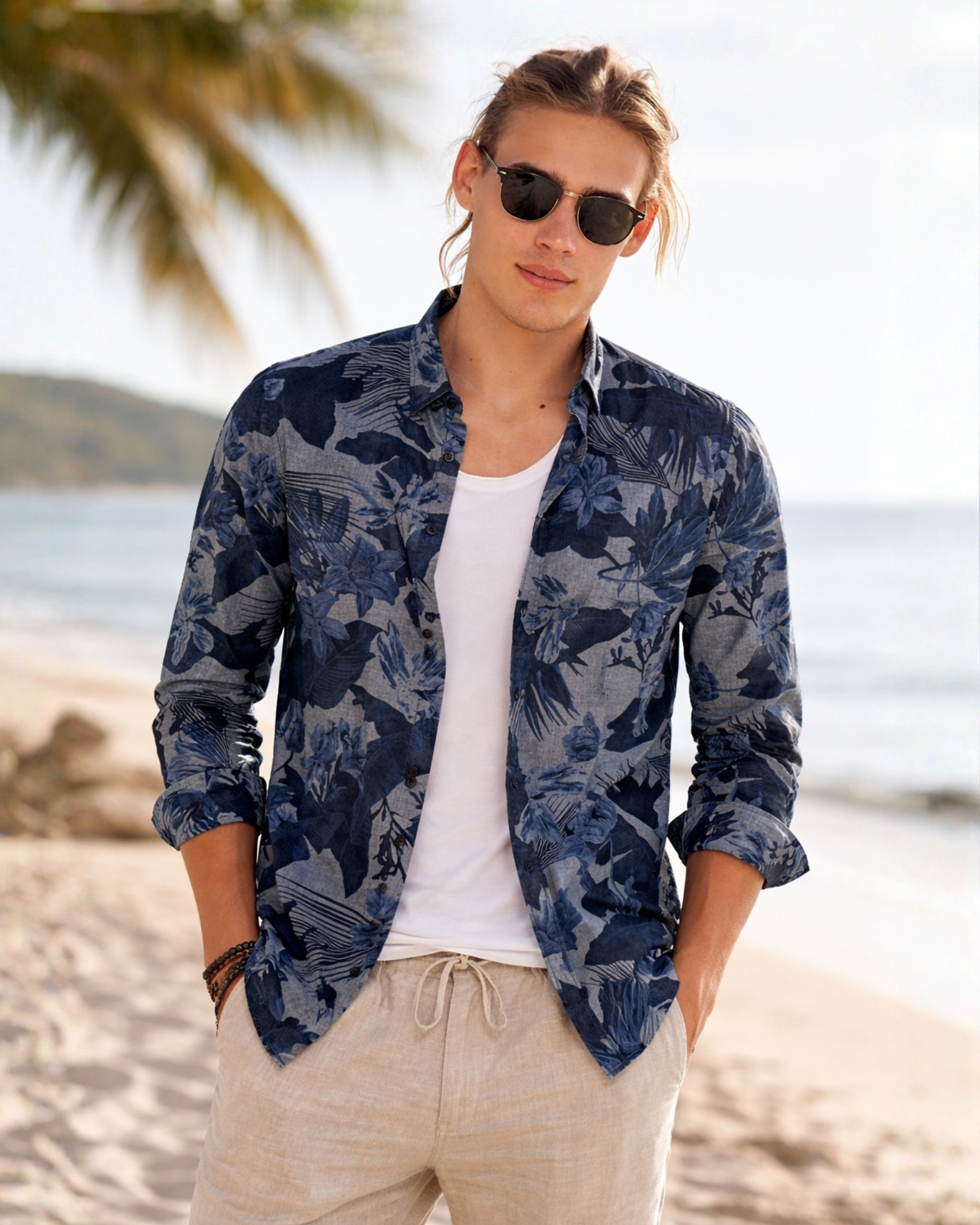 ZARA Man - Indigo Spirit Graphic Slim Fit 100% Cotton Shirt