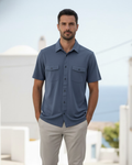 MASSIMO DUTTI - Men's Short-Sleeve 100% Cotton Shirt