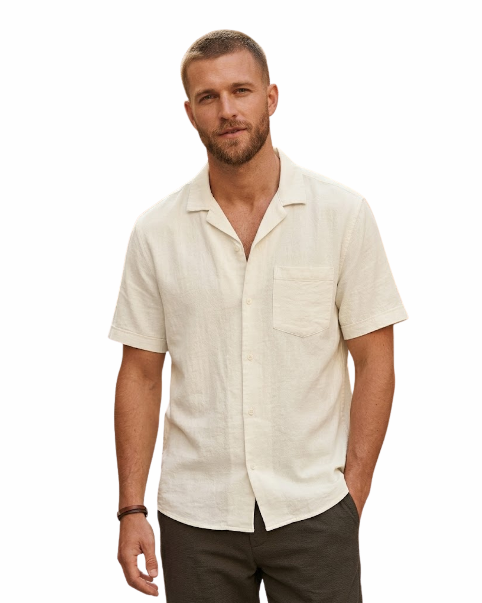 ZARA MAN - Relaxed Fit Cotton Linen Short Sleeve Shirt