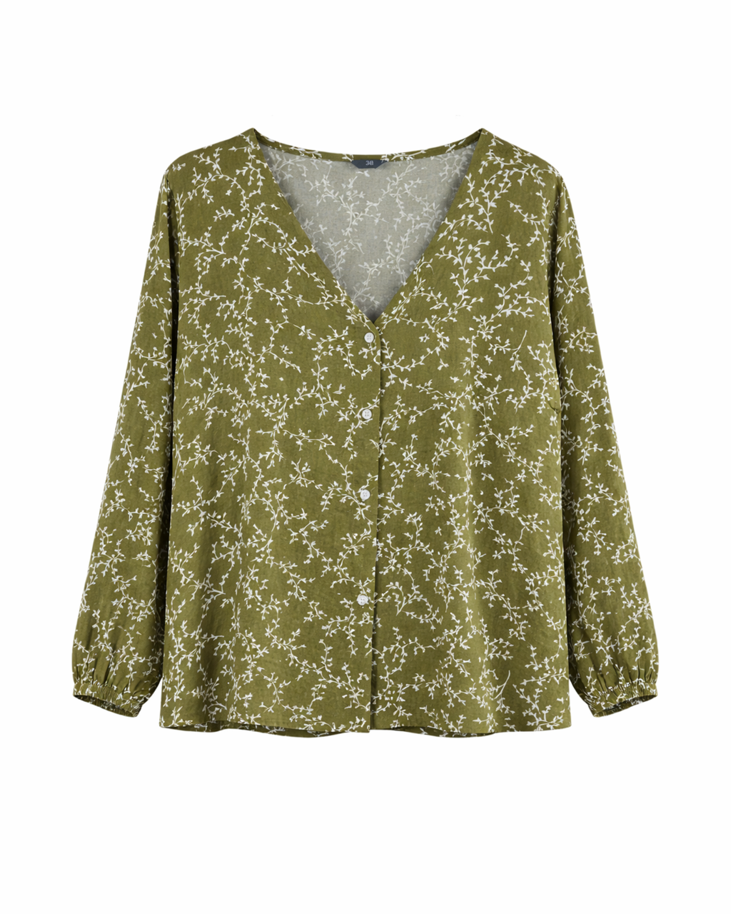 ZEEMAN - Olive Green Floral V-Neck Blouse