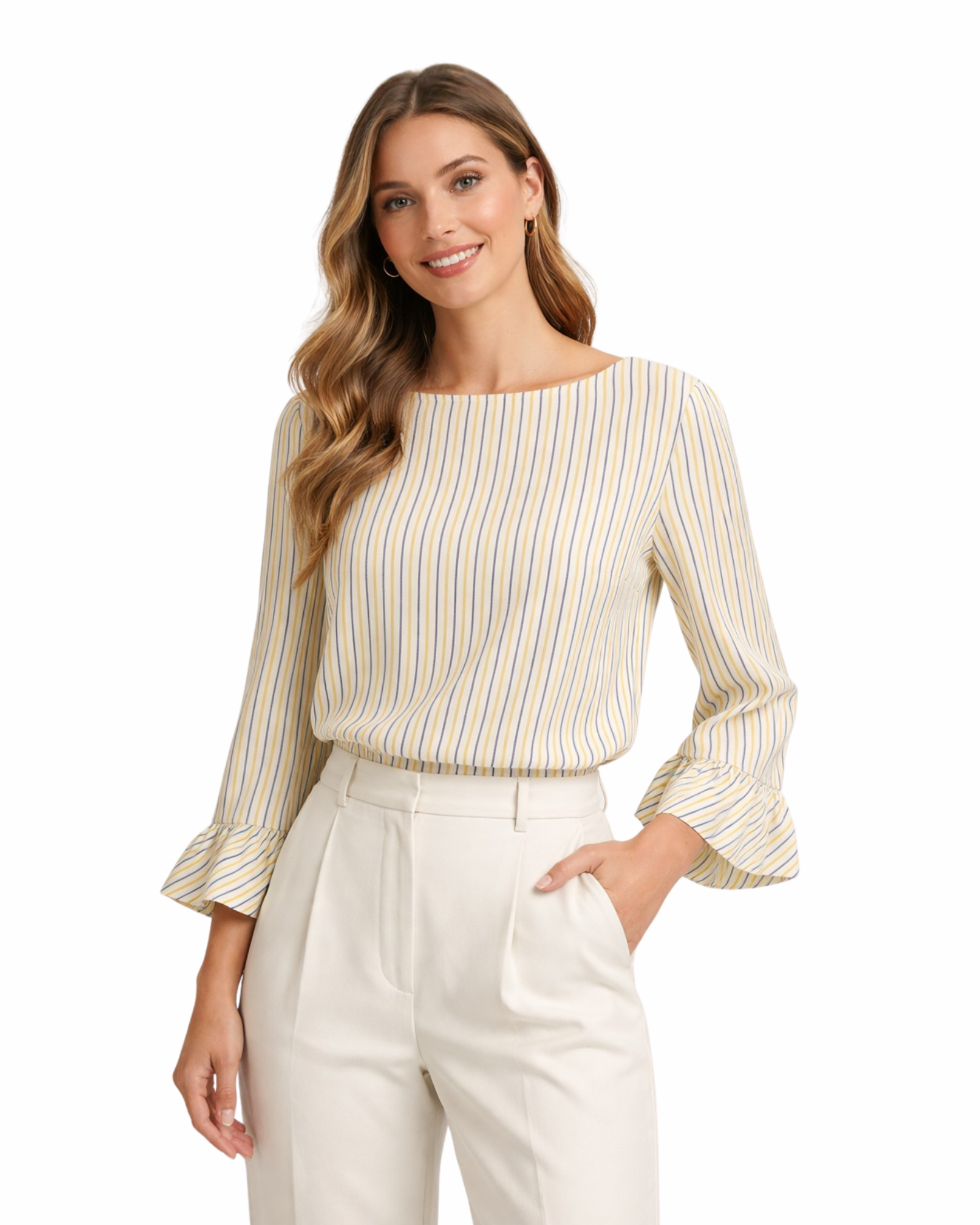 Massimo Dutti - Striped Lyocell Blouse with V-Back Detail