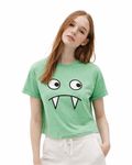 BERSHKA - BSK Girl Green Graphic 100% Cotton T-Shirt