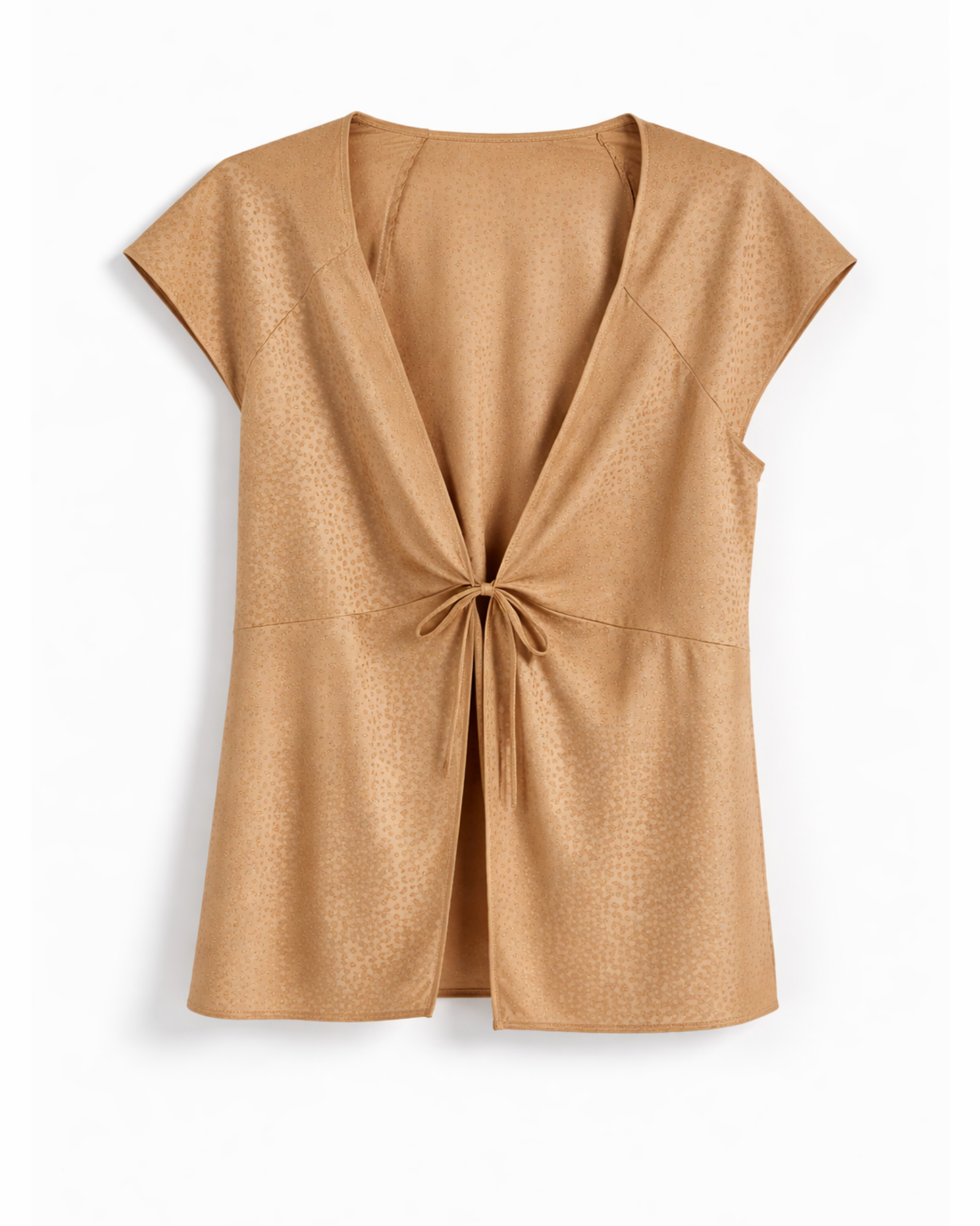 OYSHO - Satin Dot Tie-Front Loungewear Top