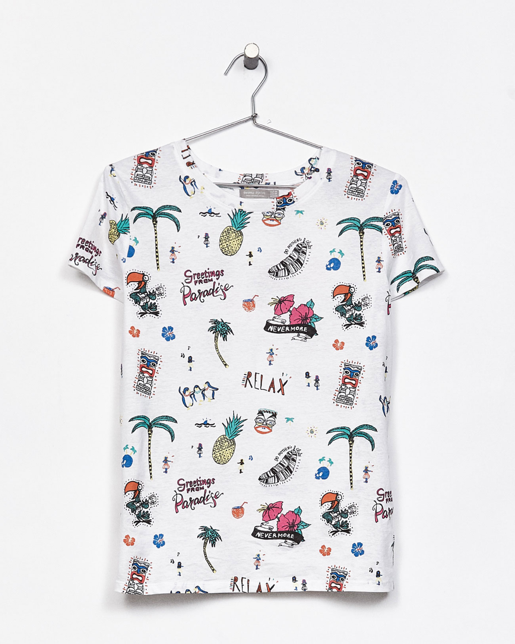 BERSHKA - BSKGirl 100% Cotton Tropical Print T-Shirt