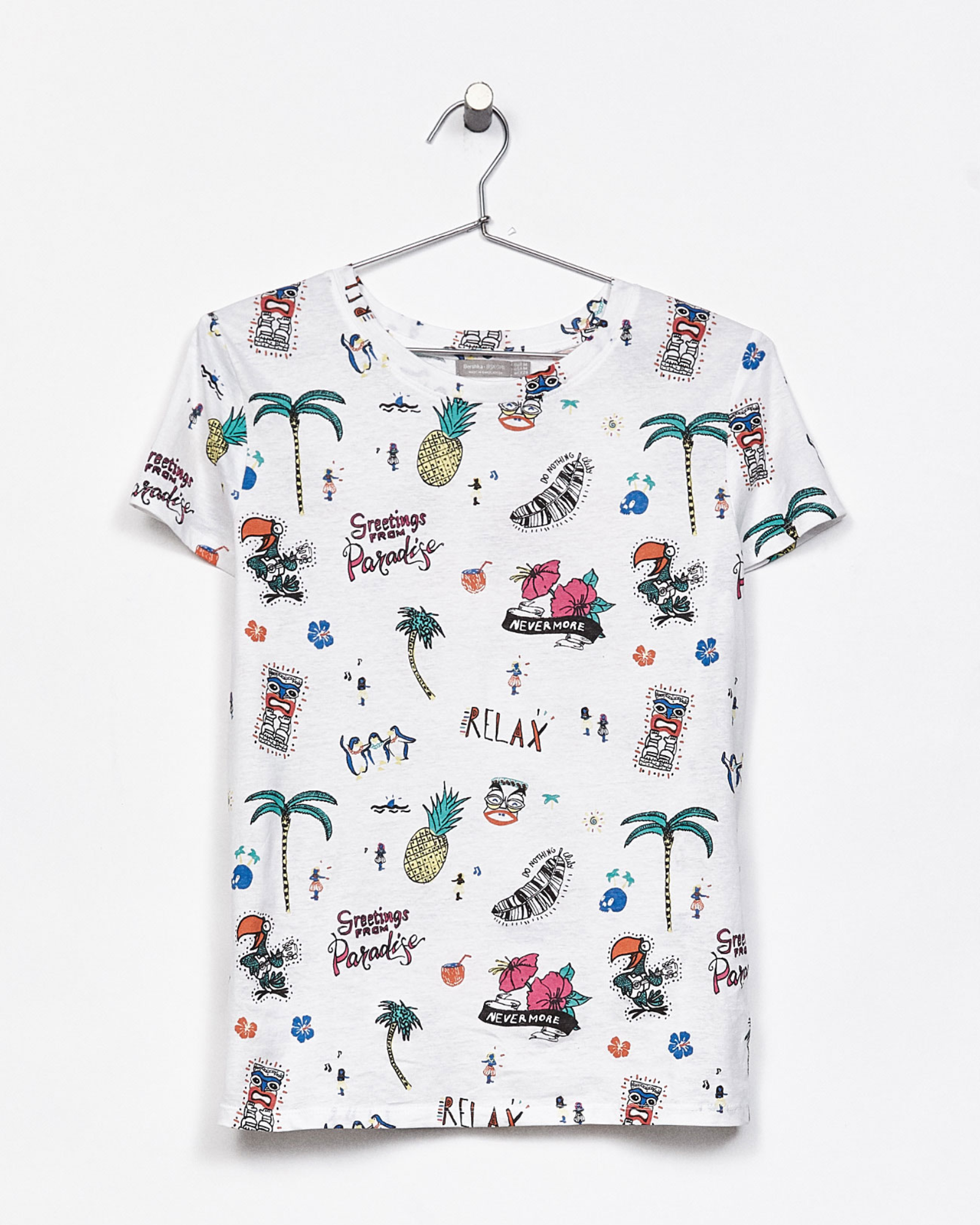 BERSHKA - BSKGirl 100% Cotton Tropical Print T-Shirt
